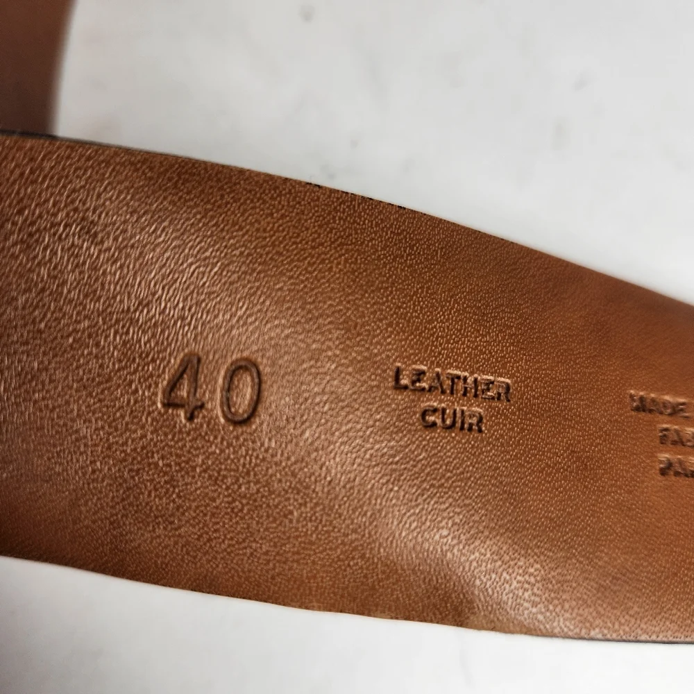 NORDSTROM Belt Men's Shop Size 40 Brown Leather Made USA Silver Buckle 1.5 Width